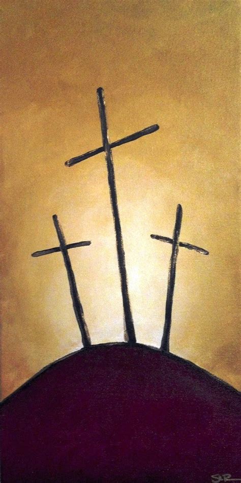 Items similar to Three Crosses - Acrylic Painting on Etsy