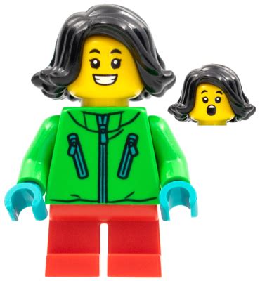 Minifigure hol275 : Child Girl, Bright Green Jacket, Black Hair, Red Short Legs [(unsorted ...