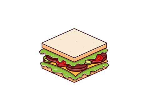 Sandwich Cartoon Vector Flat Design Graphic by Andsx · Creative Fabrica