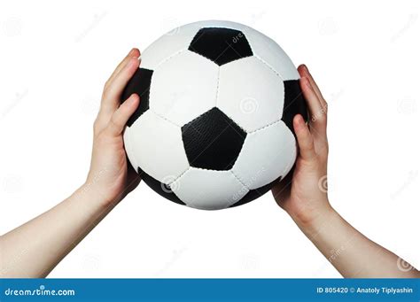 Hand Hold Soccer Ball Stock Photo - Image: 805420