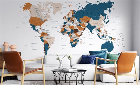 World Map, World Map Wall Art, World Map Wallpaper, World Map Decal ...