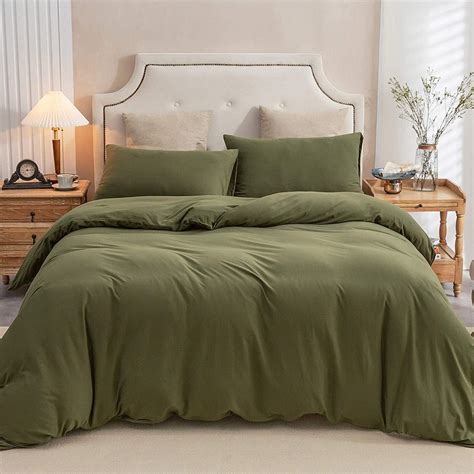 Olive Green Washed Duvet Cover Queen Twin King Bedding Set - Etsy UK