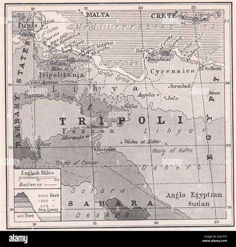 Desert and Oasis in Libya, Tripolitania and Cyrenaica (1923 map Stock Photo - Alamy