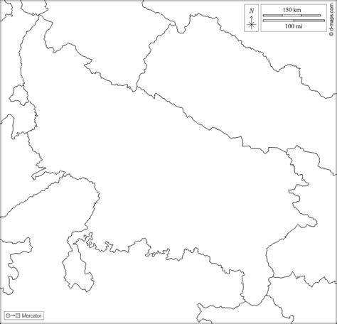 Uttar Pradesh free map, free blank map, free outline map, free base map boundaries, white