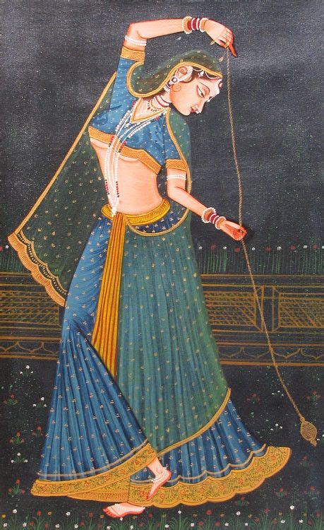 Rajput Princess - Miniature Painting on Canvas - 30 x 20 inches