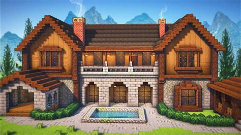 Minecraft: How To Build A Wooden Mansion | Tutorial in 2024 | Minecraft ...