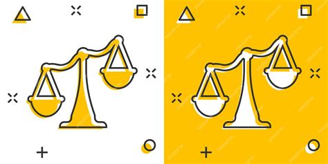 Premium Vector | Scale balance icon in comic style justice cartoon vector illustration on white ...