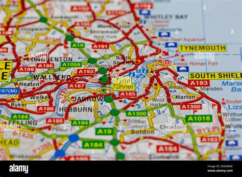 Tyne tunnel on a map hi-res stock photography and images - Alamy