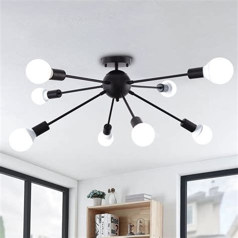 Buy ASHUAQI Black Ceiling Light for Living Room, 8 Light Modern Sputnik Ceiling Light E27 ...