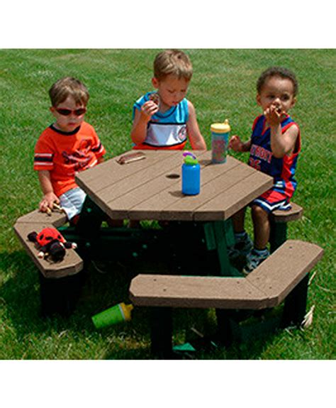 Childrens Open Picnic Table - Hexagon - Recycled Plastic - Park Warehouse