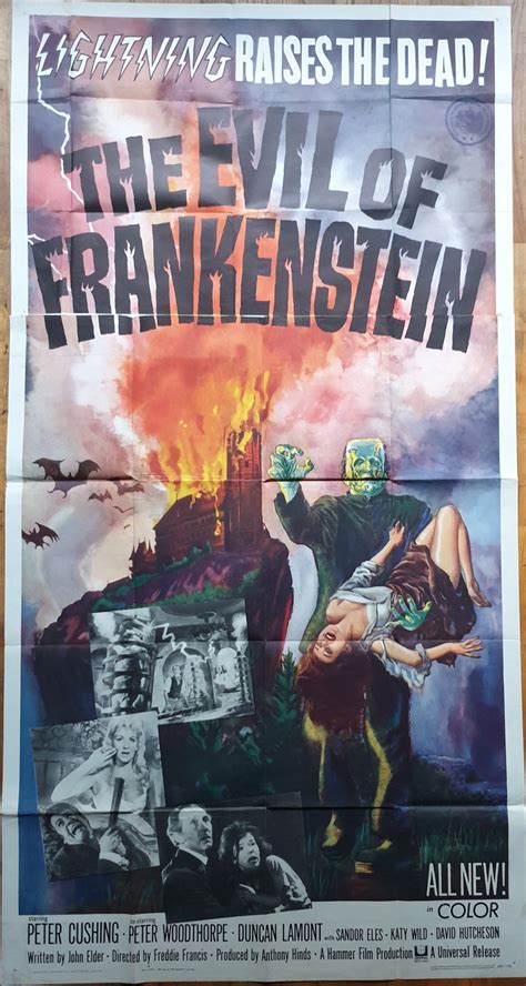 EVIL OF FRANKENSTEIN original movie poster 1964 PETER CUSHING - MOVIE ...