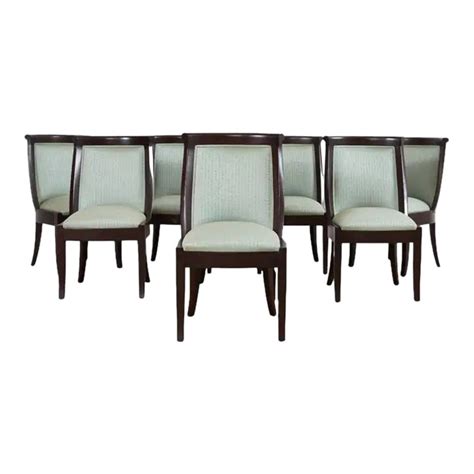 Set of Eight Modern Regency Style Hardwood Dining Chairs | Chairish