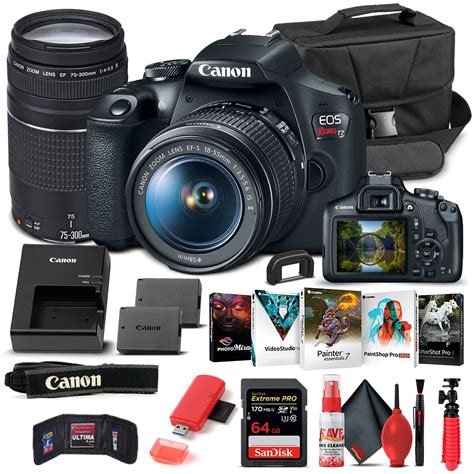 Canon EOS Rebel T7 DSLR Camera W/ 18-55mm and 75-300mm Lenses - Basic Bundle - Walmart.com