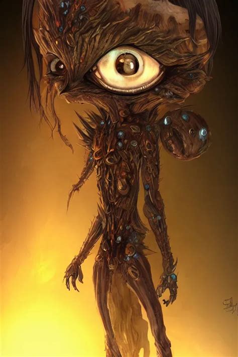 a humanoid monster with crystals for eyes, highly | Stable Diffusion