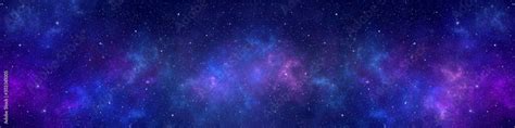 Nebula and stars in night sky web banner. Space background. Stock ...