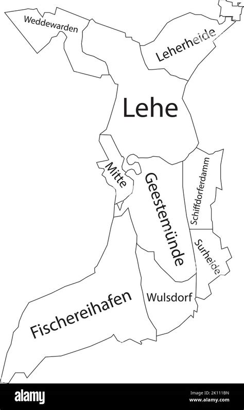 White tagged districts map of BREMERHAVEN, GERMANY Stock Vector Image ...