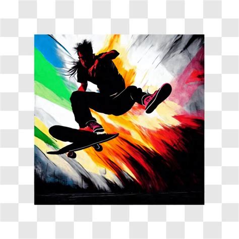 Download Skateboarder performing tricks in the air PNGs Online - Creative Fabrica