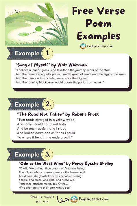 Free Verse Poem Examples - EnglishLeaflet