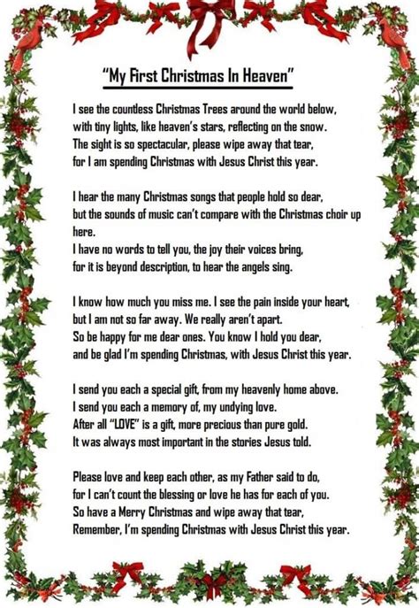 Christmas In Heaven Poem Printable - Printable Word Searches