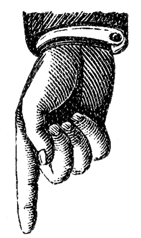 vintage hand pointing down - Clip Art Library