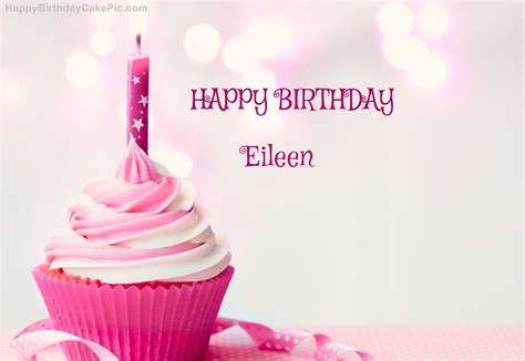 ️ Happy Birthday Cupcake Candle Pink Cake For Eileen