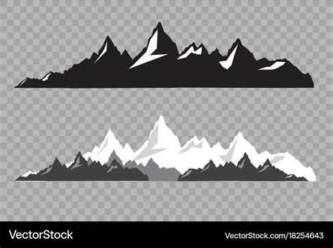 Set of black and white mountain silhouettes Vector Image