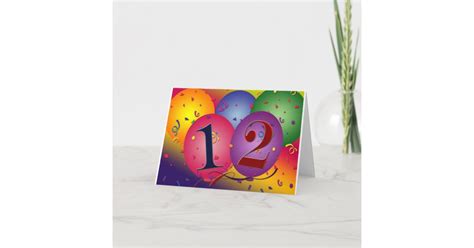 Happy Birthday balloons - 12th birthday Card | Zazzle