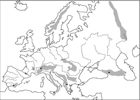 Mapa Fisico Mudo De Europa Rios Y Montañas