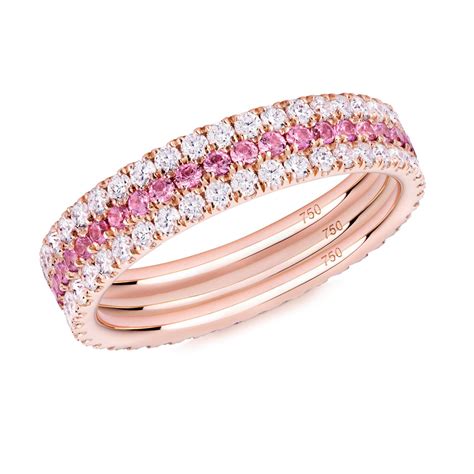 Pretty in Pink Combination of 3 Stacking Full Eternity Rings in 18ct ...