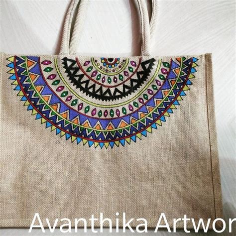 25 + Amazing Hand Painted Jute Bags Designs | Jute Bags For Ladies | Hand Bags Ideas | Painted ...