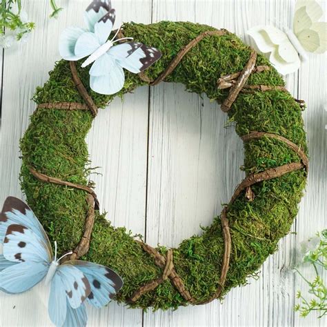 2 Pack | 10" Green Preserved Moss Wreaths with Natural Twig Wraps | Tablecloths Factory ...