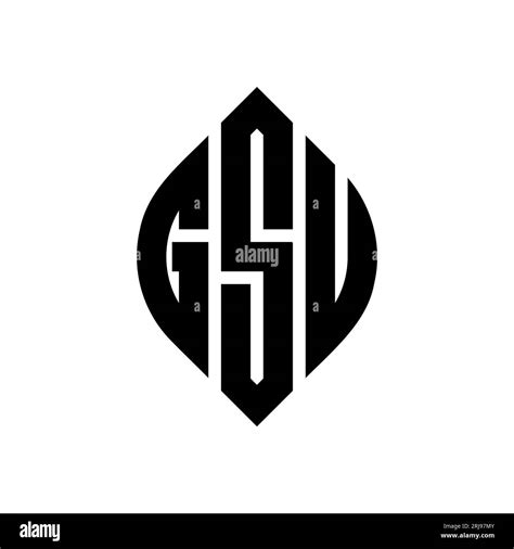 GSU circle letter logo design with circle and ellipse shape. GSU ellipse letters with ...