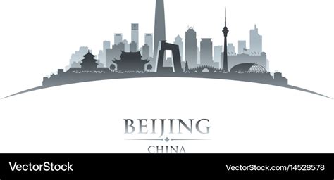 Beijing china city skyline silhouette white Vector Image