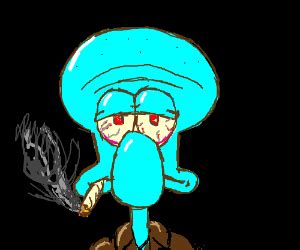 Squidward Smoking Weed