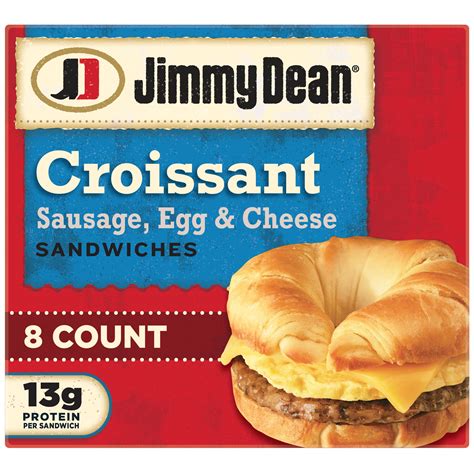 Jimmy Dean Sausage Egg & Cheese Croissant Sandwich, 36 oz, 8 Count (Frozen) - Walmart.com