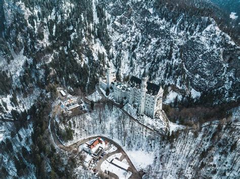 Aerial View of the Neuschwanstein Castle or Schloss Neuschwanstein on a Winter Day Stock Photo ...