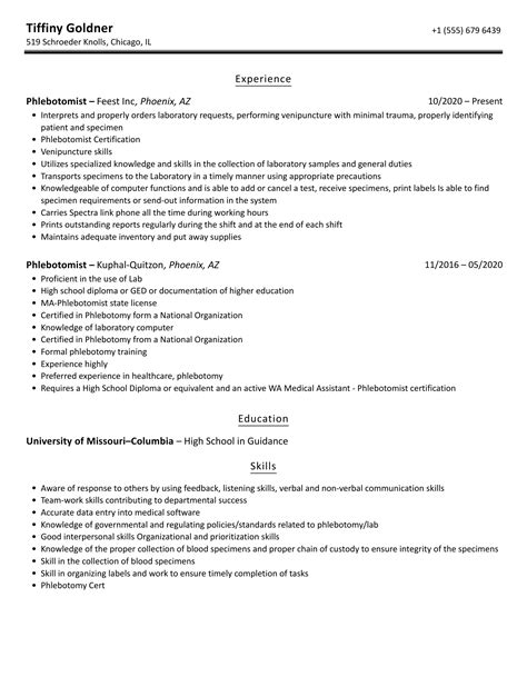 Phlebotomy Resume Tips - E Phlebotomy Training