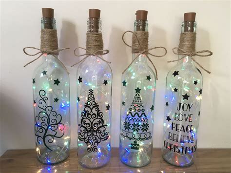 Light up wine bottle Christmas theme | Wine bottle crafts christmas ...