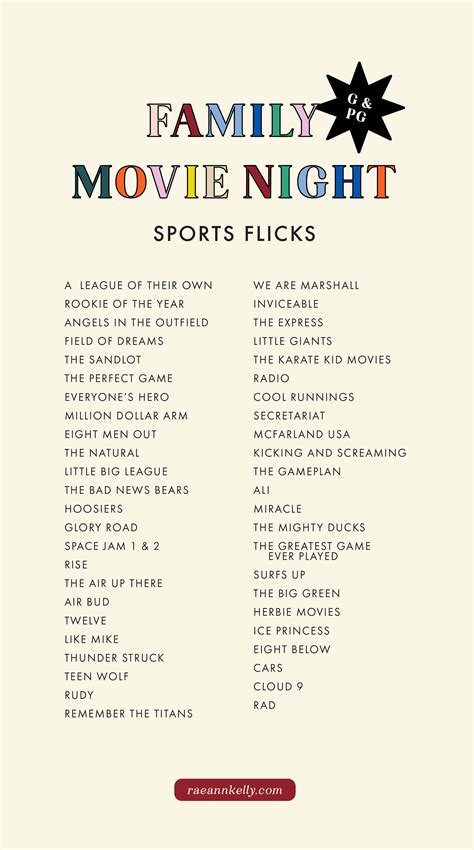 A SPORTS MOVIE ROUND-UP TO WATCH WITH YOUR FAMILY - RAE ANN KELLY