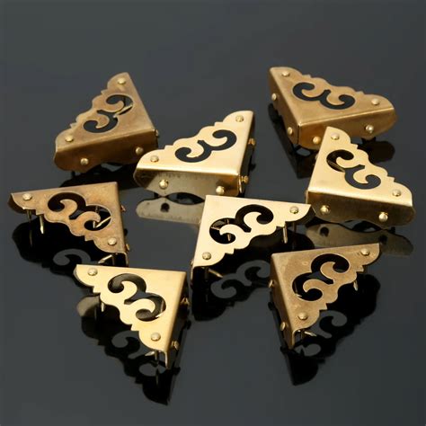 4Pcs 30mm Brass Decorative Corner Bracket for Furniture Antique Jewelry Gift Box Wood Case ...