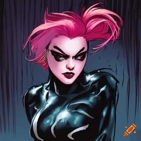 Cosplay of she venom with vibrant pink hair