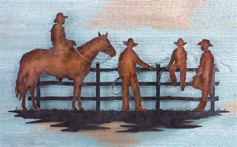 Western Cowboys Metal Wall Art Sculptures Home Decor Cowboy Ranch Horses #WESTERN | Cowboy wall ...