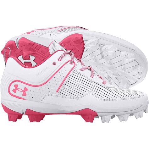 Under Armour Youth Glyde Rm Molded Fastpitch Softball Cleats White/Pink Medium 2.5 2.5 Medium US ...