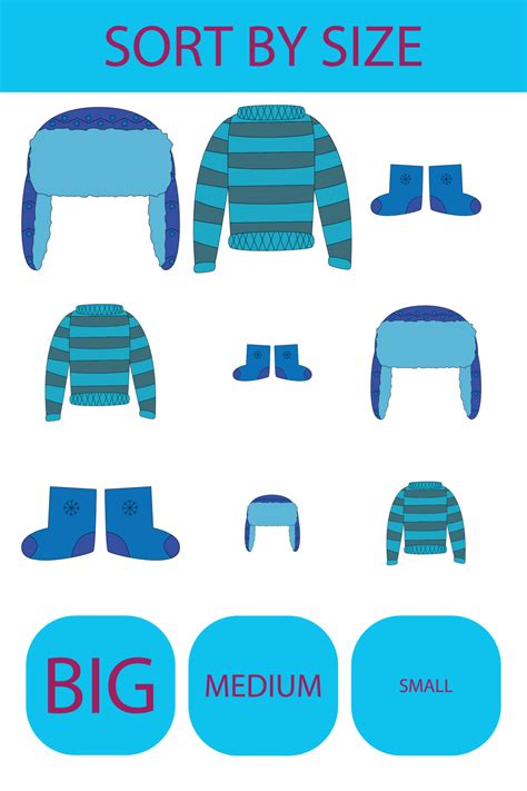 Match the clothes by size large, medium and small. Children's educational game. 8572186 Vector ...