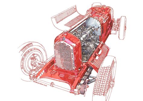 Alfa Romeo P3 Cutaway Drawing in High quality