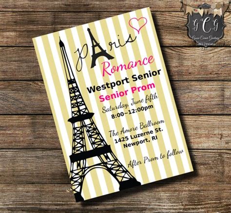 Paris Prom Invitation Parisian Prom Invitations Paris