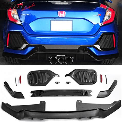 Ikon Motorsports Compatible with 17-20 Honda Civic Hatchback Type R Rear Bumper Cover Conversion ...