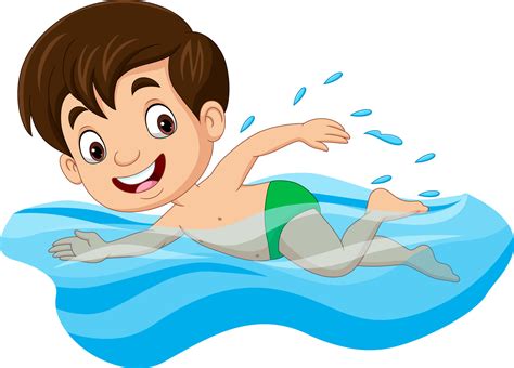 Cartoon little boy swimmer in the swimming pool 7098371 Vector Art at Vecteezy