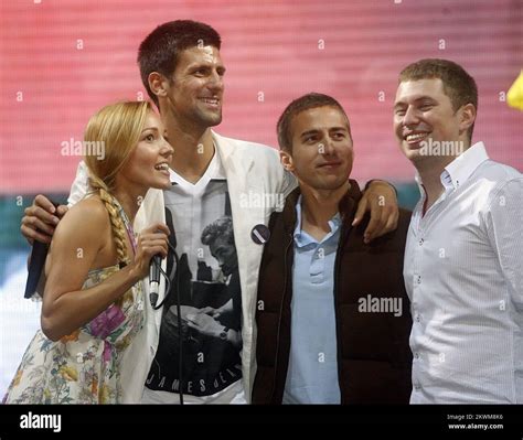 Novak Djokovic with his girlfriend Jelena Ristic and brother Djordje Djokovic (centre). Novak ...