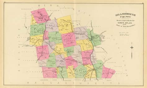 Hillsborough County, New Hampshire 1892 Old Town Map Reprint - Hurd ...